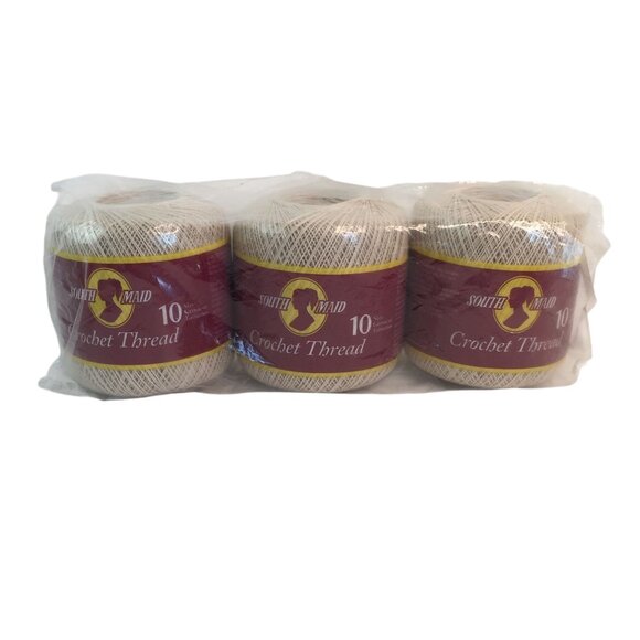 Coats & Clark Other - South Maid 100% Mercerized Cotton Crochet Thread Size 10 Ecru 350 Yards Lot of 3